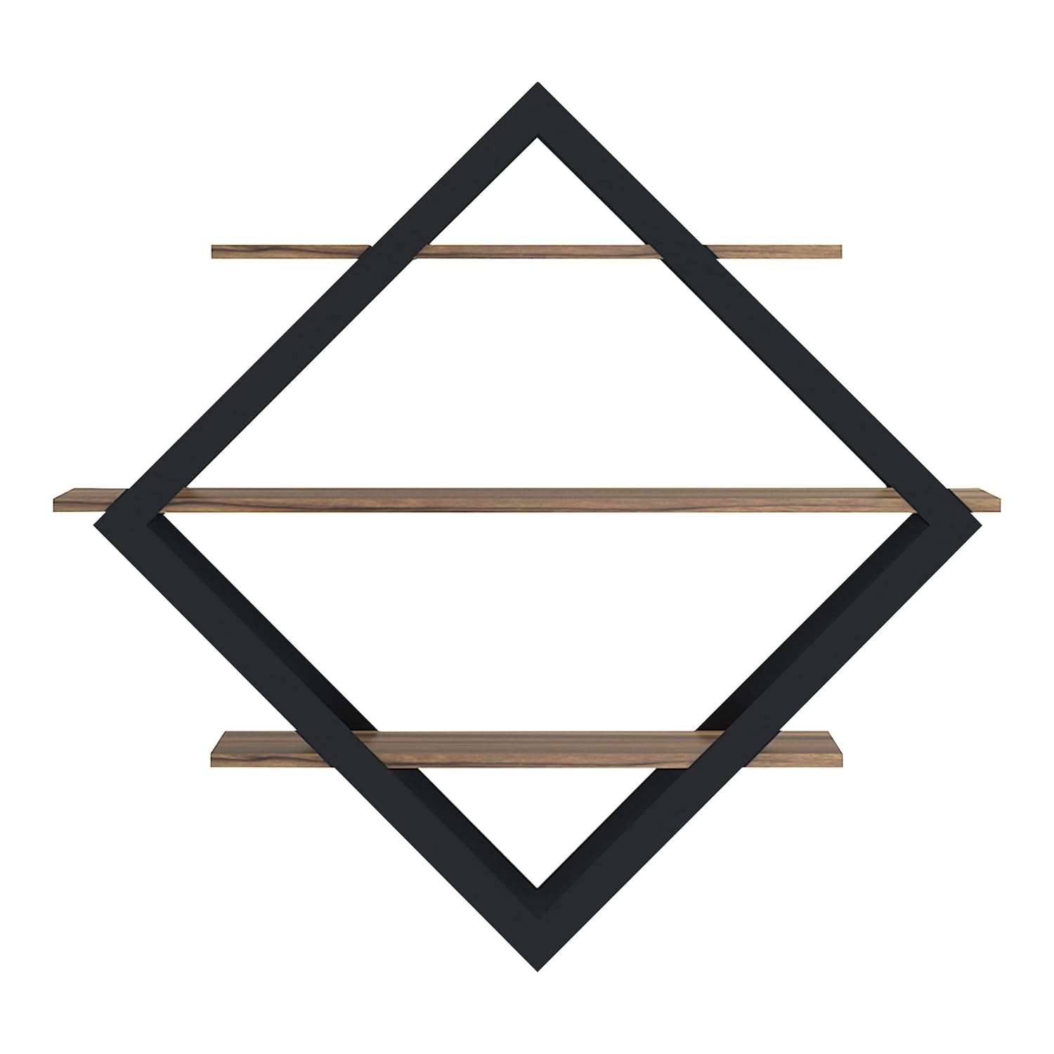 Klaxon Avery 3-Tier Wood & Metal Wall Shelf – Asian Walnut & Black