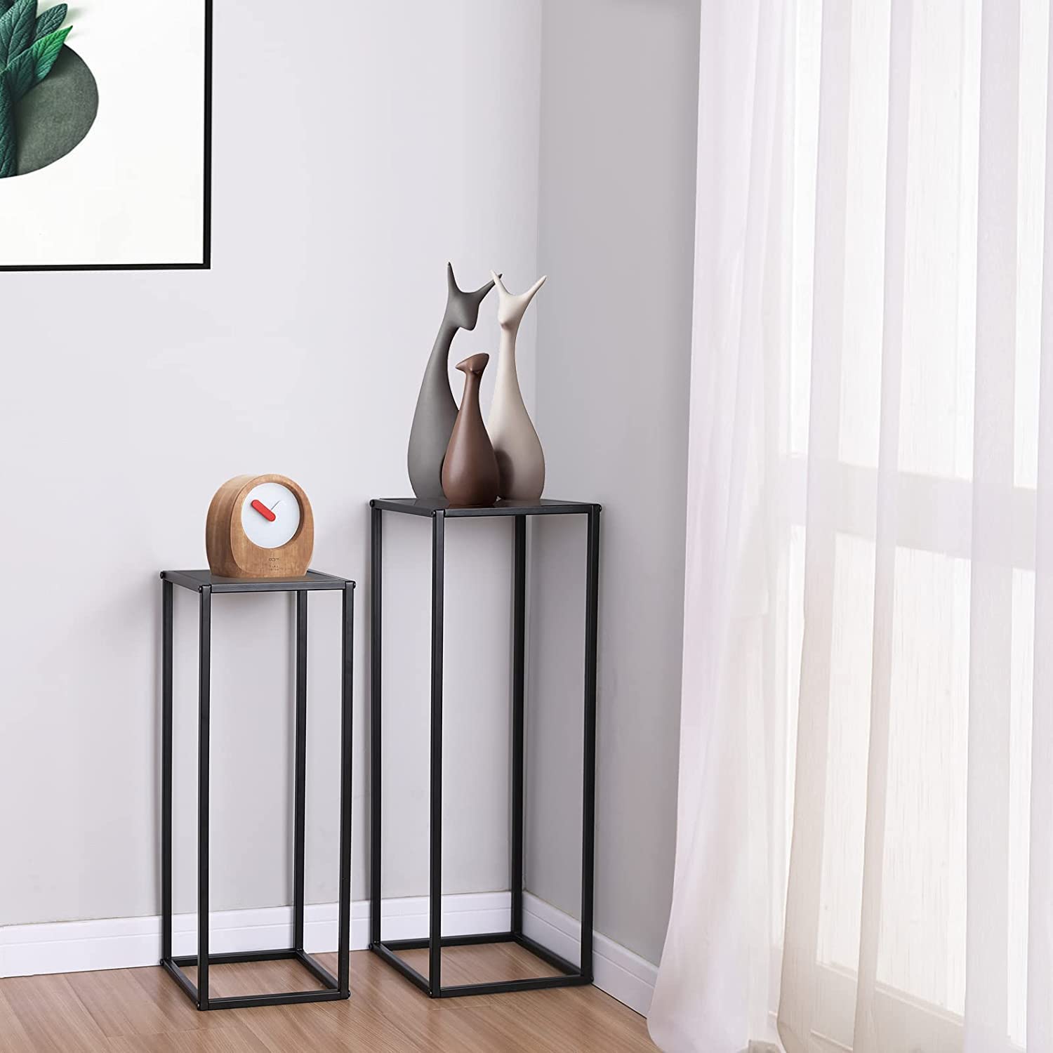 Black Metal Plant Stands – Pack of 2 Indoor/Outdoor Pot Holders