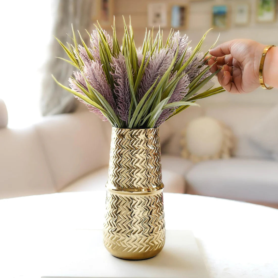 Golden Metal Flower Vase