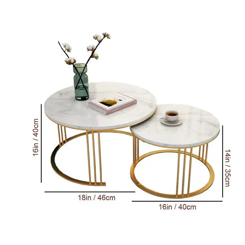 Anasay Minimalist Marble-Finish Wooden Top Nesting Coffee Table Set