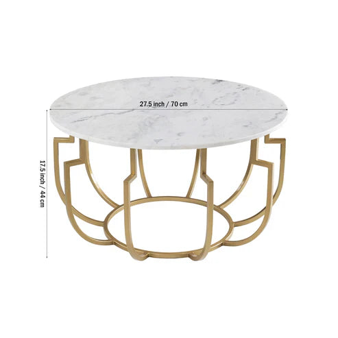 Anasay Unique Golden Marble-Finish Wooden Top Center Table